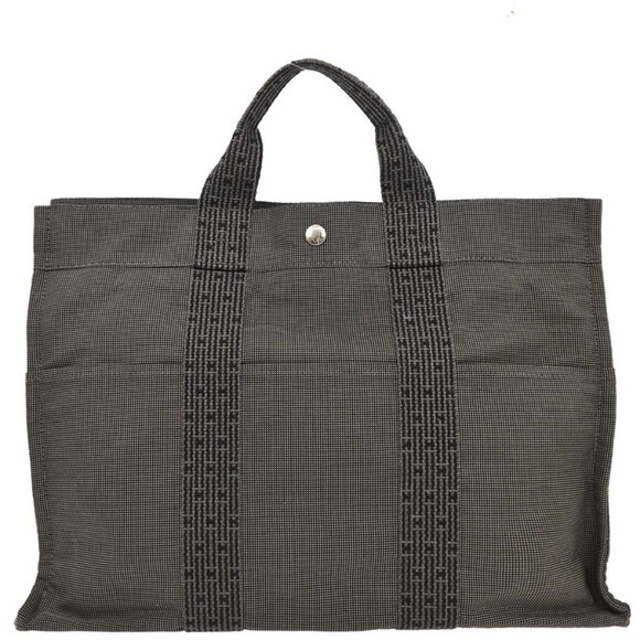 Hermes Gray Canvas Herline Tote MM Handbag 186984 - Picture 1 of 10